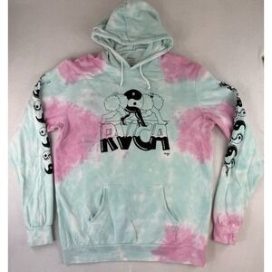 RVCA Hoodie Mens 2XL Tie Dye Fleece Pullover Sweatshirt Logo